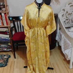 Vintage Yellow Floral Maxi Dress